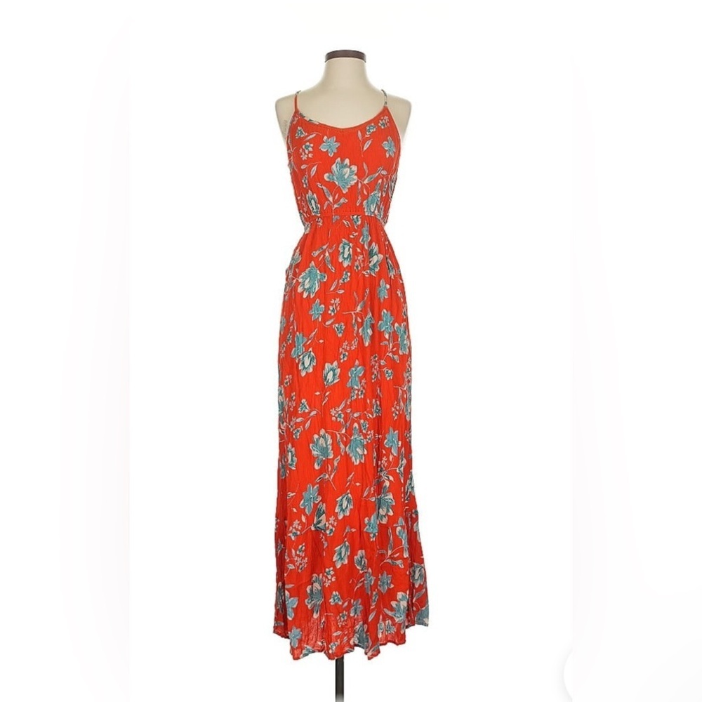 Patrons Of Peace Floral Maxi Dress - Orange and Blue size medium